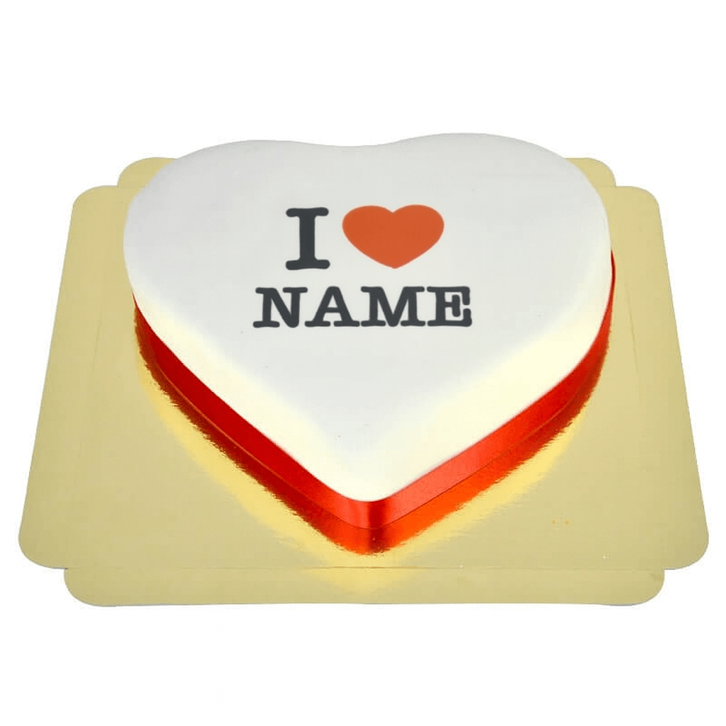 I love "Nom"-Gâteau en forme de cœur
