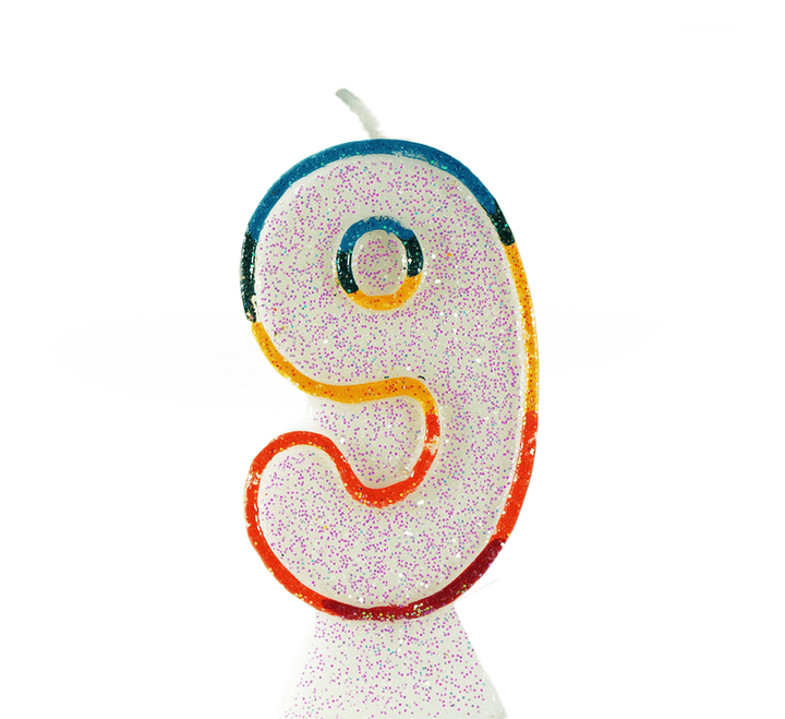 Bougie-chiffre multicolore de 0-9