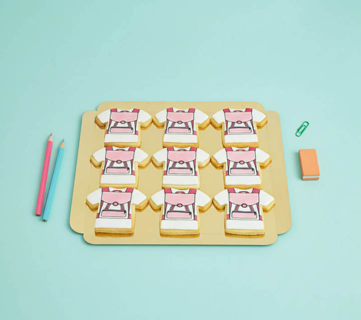 Biscuits cartables roses (12 pièces)