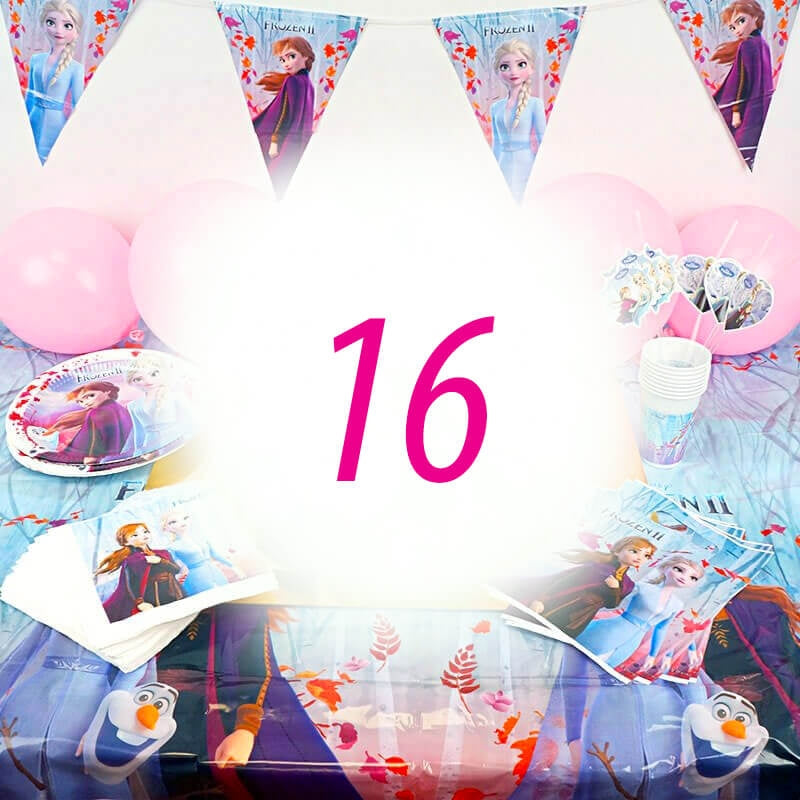 Kit de décoration "Reine des Neiges" - 16 personnes (gùteau non inclus)
