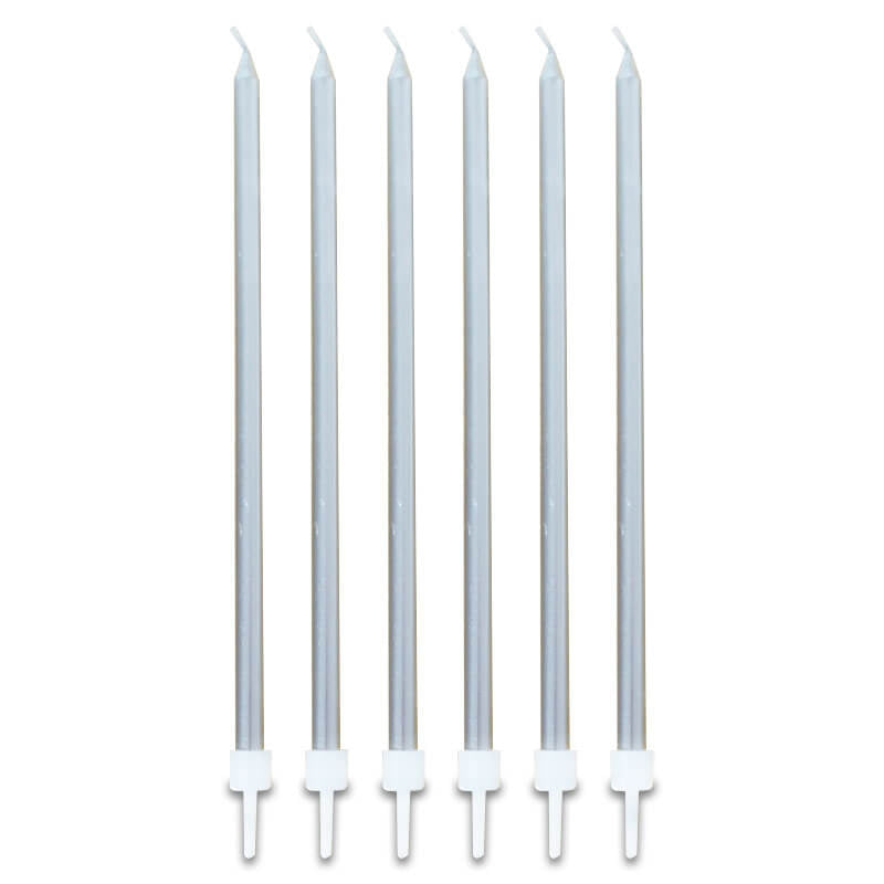 Bougies longues argentées (16 pièces)