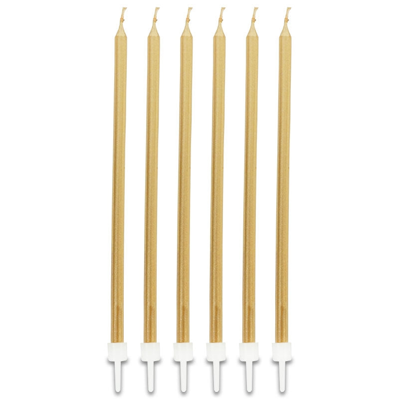 Bougies longues dorées (16 pièces)