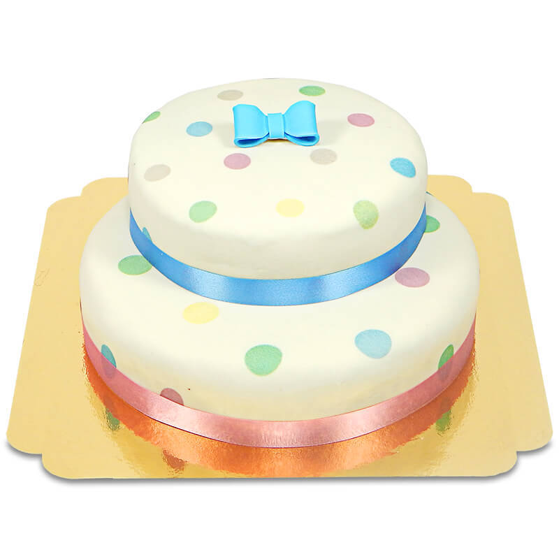 Gâteau Blanc à pois pastel