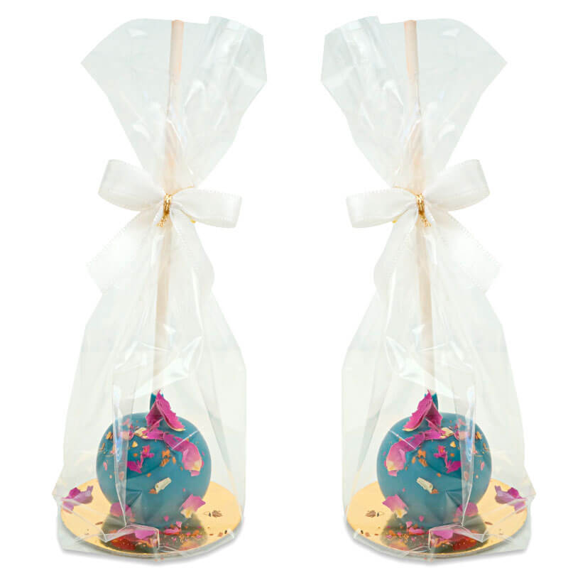 Cake-Pops Deluxe Bleus avec pétales de Rose (10 pièces)