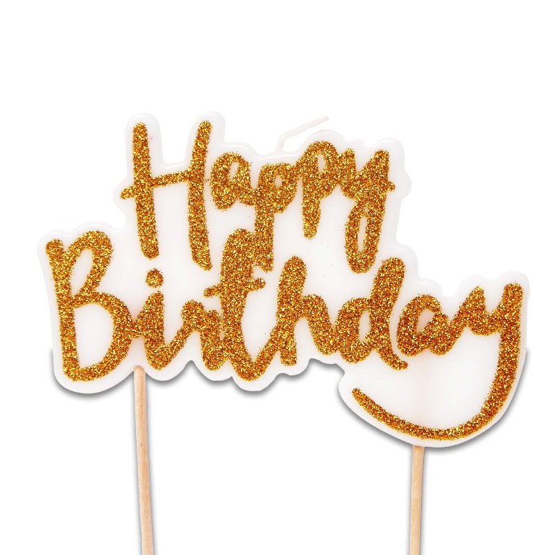 Bougie "Happy Birthday" dorée