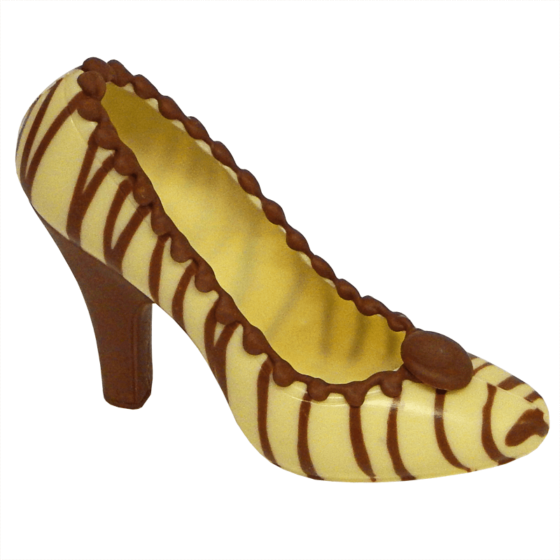 Escarpin blanc Ă rayures marron en chocolat