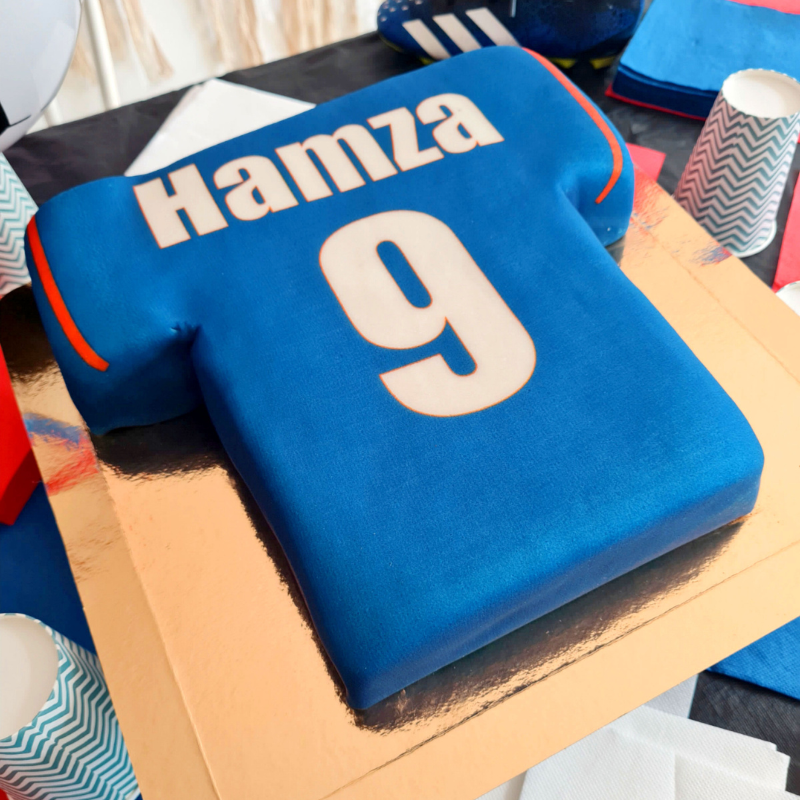 Gâteau Maillot de Football bleu, blanc, rouge