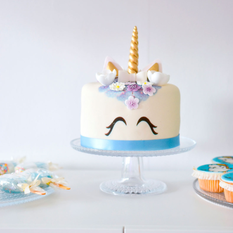 Gâteau Licorne Bleu