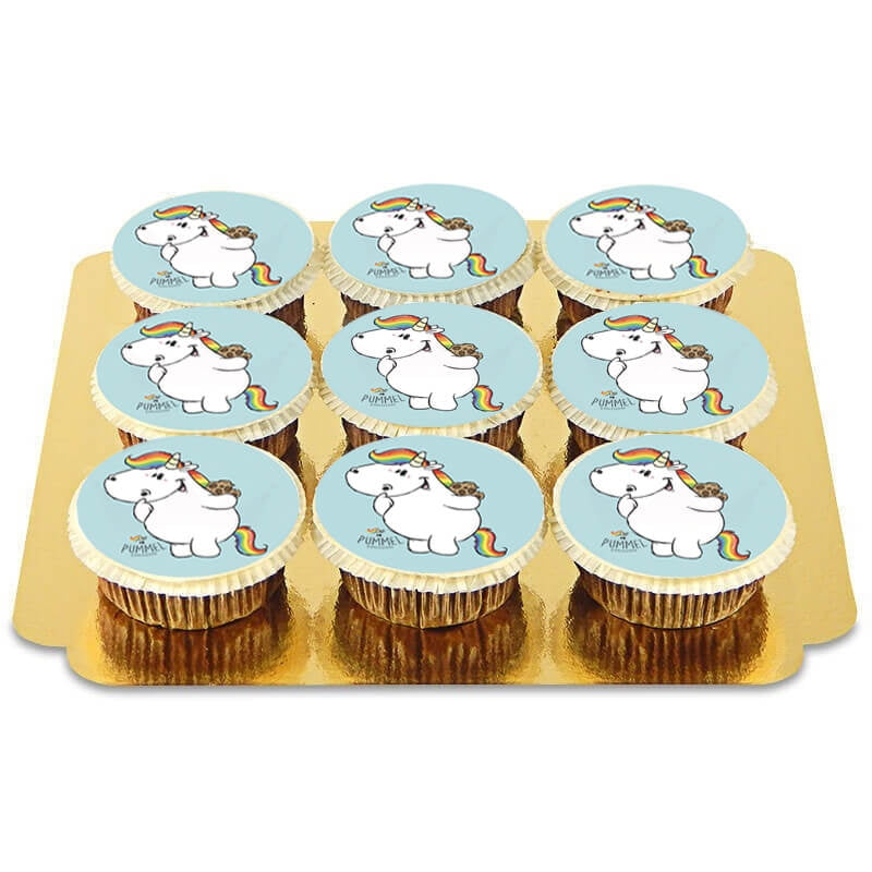 9 Cupcakes Licornes Chubby Unicorn - Bleu