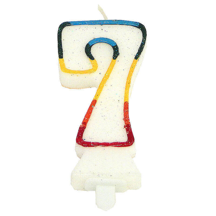 Bougie chiffre multicolore 7, environ 7,5 cm