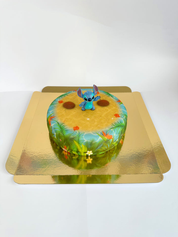 Stitch® sur gâteau plage tropicale
