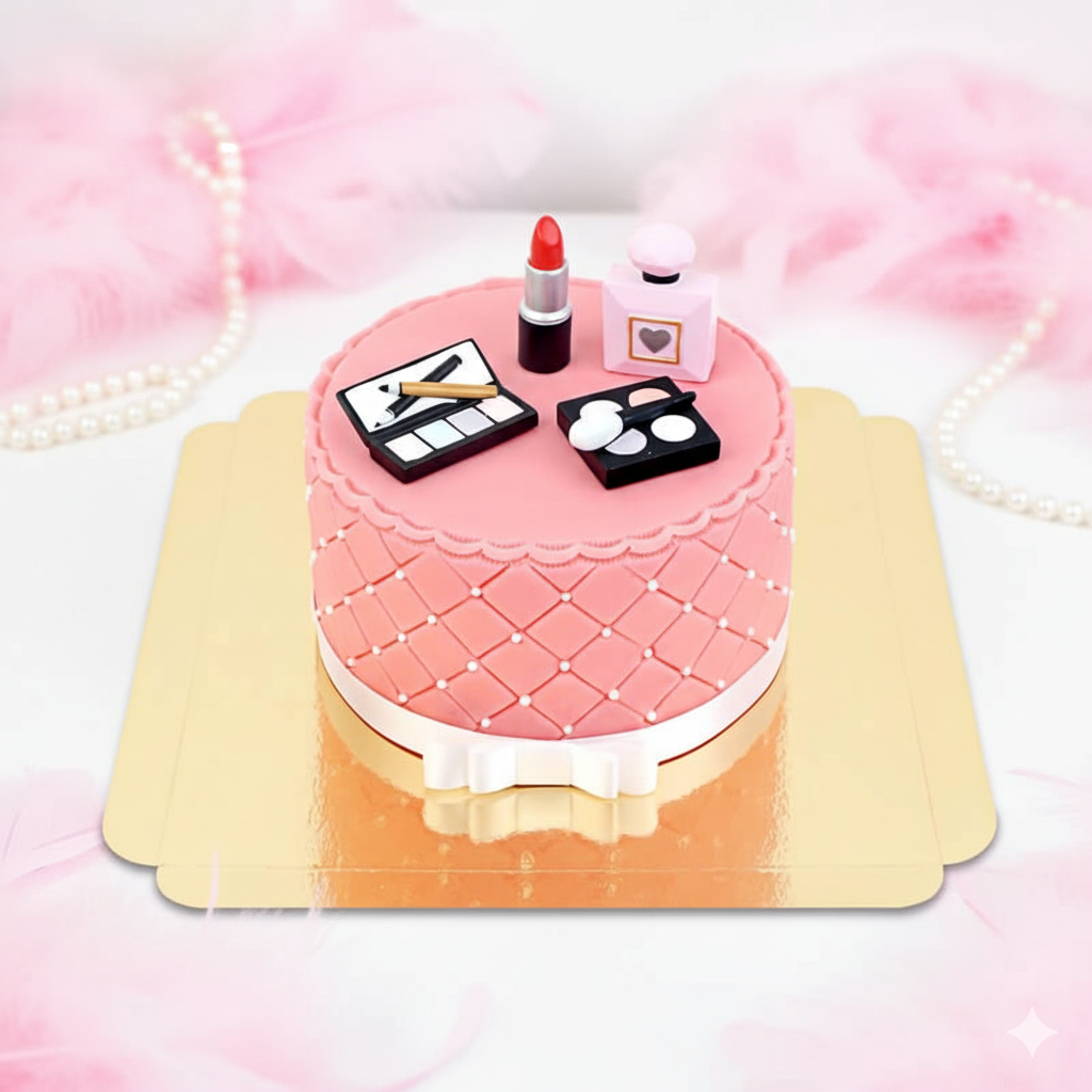 Gâteau Deluxe maquillage avec ruban blanc