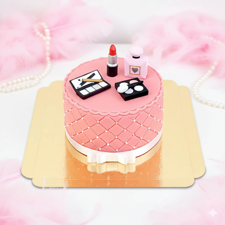 Gâteau Deluxe maquillage avec ruban blanc