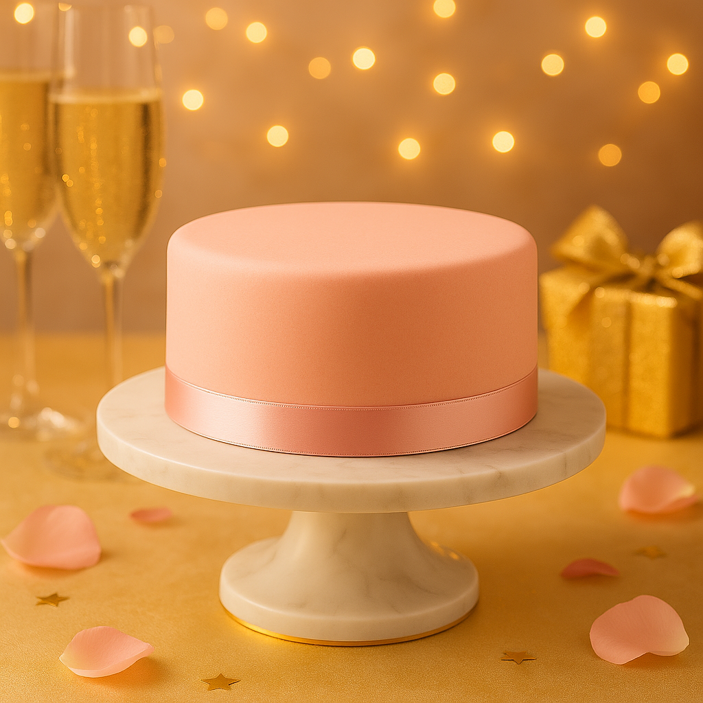 Gâteau Deluxe rose avec ruban