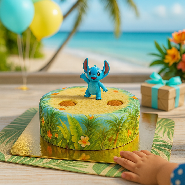 Stitch® sur gâteau plage tropicale