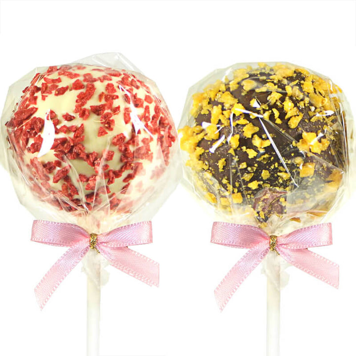 Cake-Pops recouverts de pépites - orange & fraise (12 pièces)