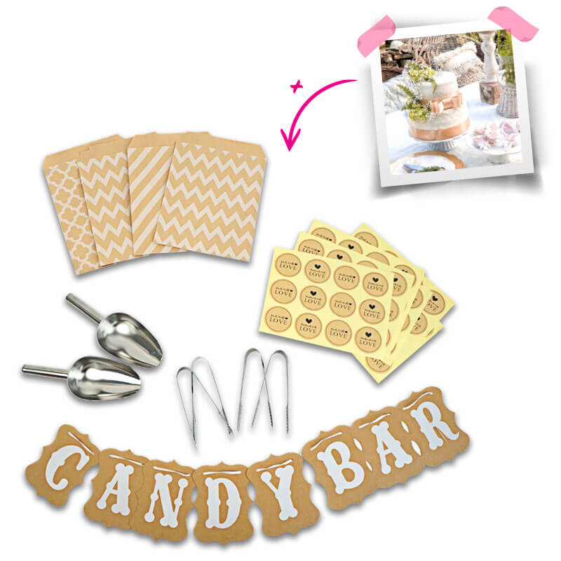 Kit Candy Bar mariage avec Gâteau inclus