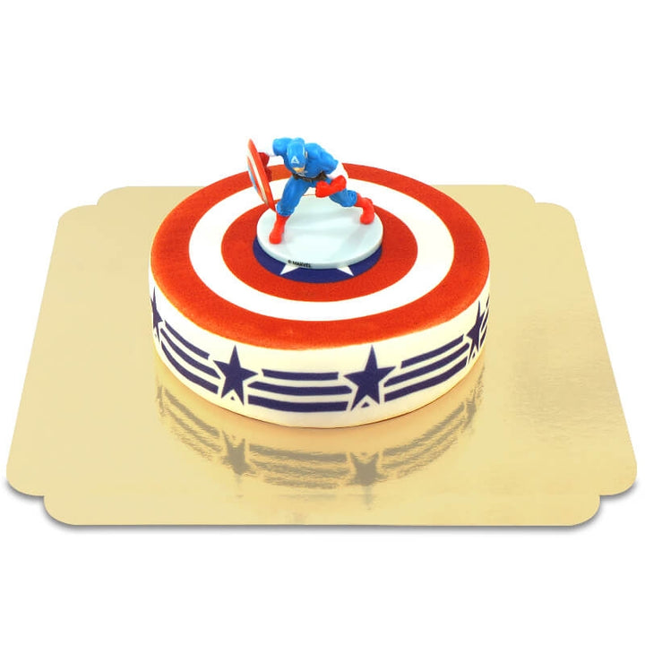 Figurine Captain America® sur Gâteau bouclier