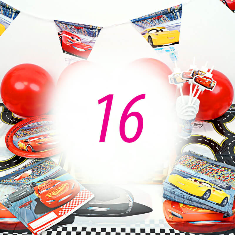 Kit anniversaire "Cars®" - 16 enfants (gâteau non inclus)