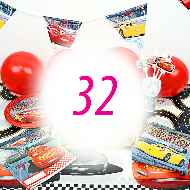 Kit anniversaire "Cars®" - 32 enfants (gâteau non inclus)