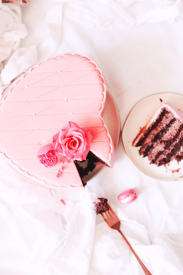 Gâteau coeur Saint-Valentin Deluxe Rose