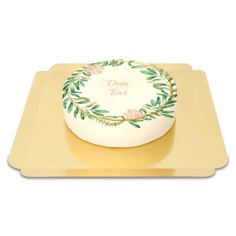 Gâteau eucalyptus rond avec inscription personnalisée