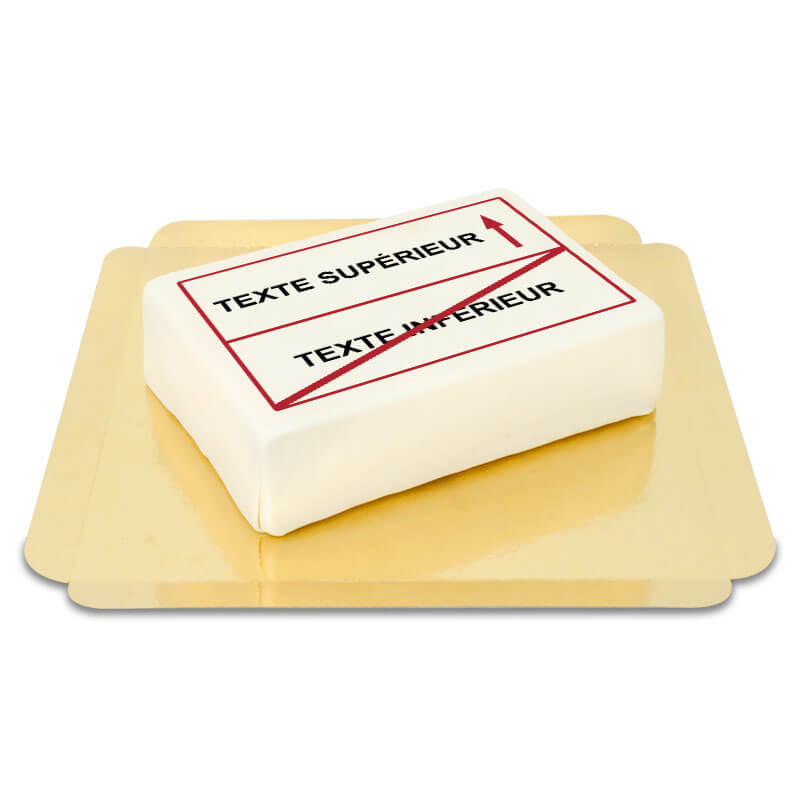 Gâteau en forme de panneau routier carré + inscription personnalisée 