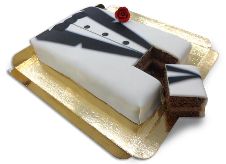 Gâteau Smoking noir et blanc rectangulaire