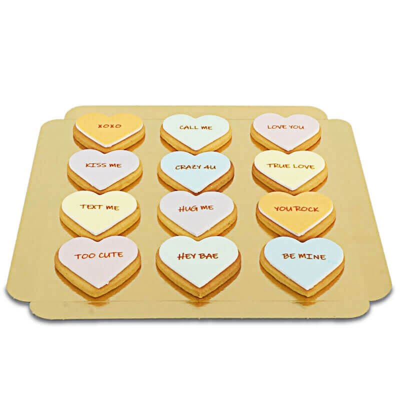 Biscuits coeurs à messages d'amour (12 pièces)