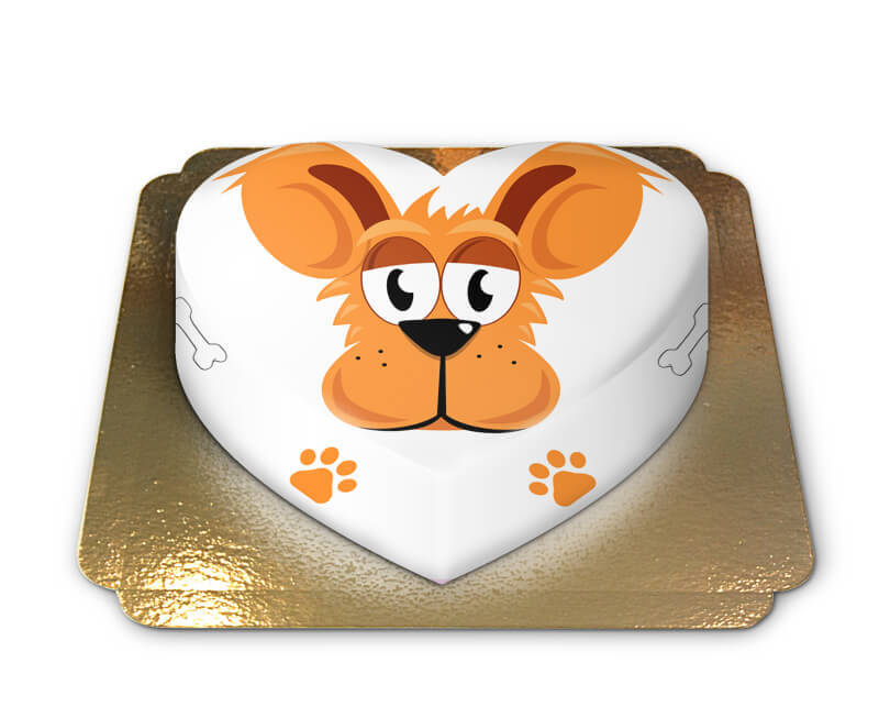 Gâteau chien en forme de coeur