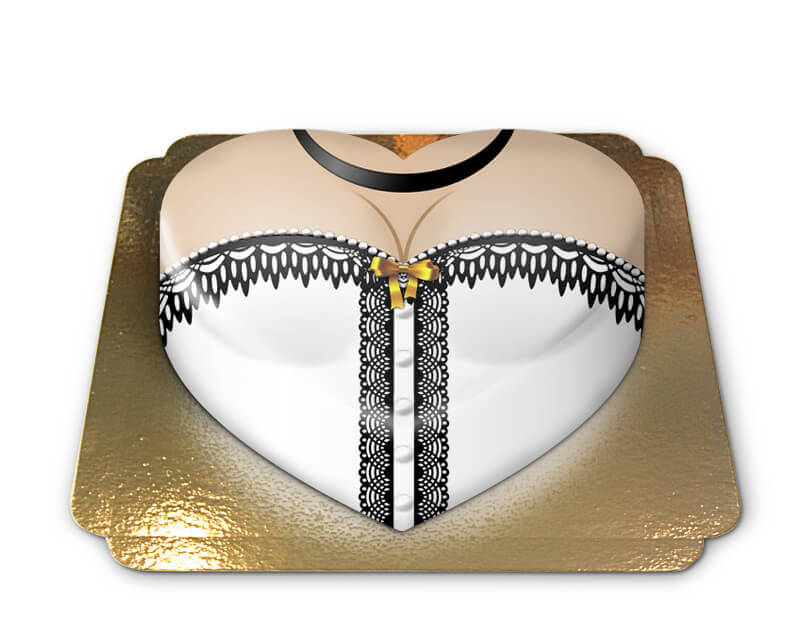 Gâteau corset blanc en forme de coeur