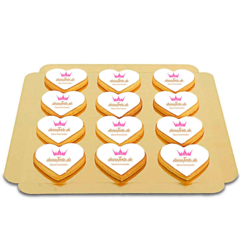 Biscuits coeur avec logo (12 pièces)