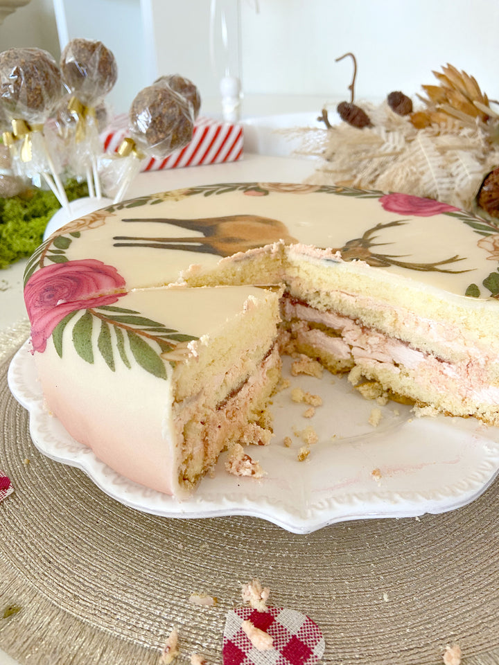 Gâteau Cerf et sa couronne de fleurs