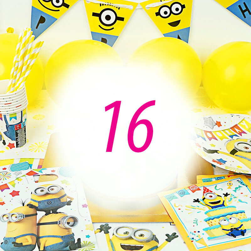 Kit de décorations "Minions"® pour 16 enfants (gâteau NON INCLUS)