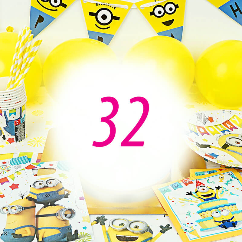 Kit de décorations "Minions"® pour 32 enfants (gâteau NON INCLUS)