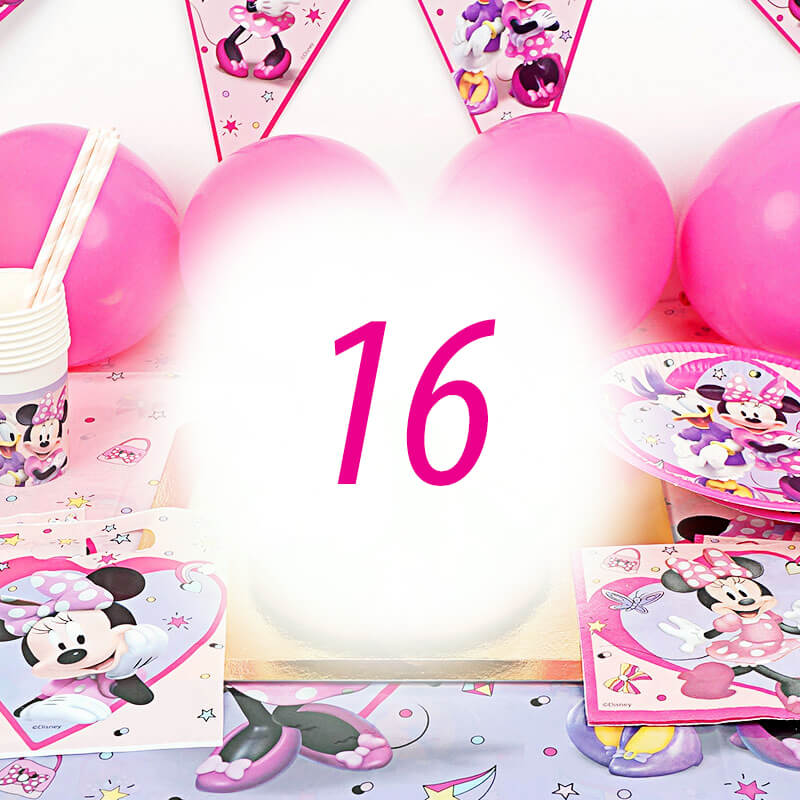 Kit de décoration Minnie® pour 16 personnes (gâteau non inclus)