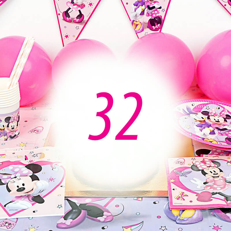 Kit de décoration Minnie® pour 32 personnes (gâteau non inclus)