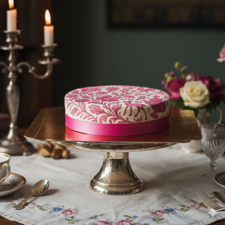 Gâteau motifs porcelaine rose