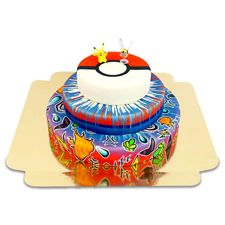 Gâteau balle de capture 3 étages avec figurine Pokémon®