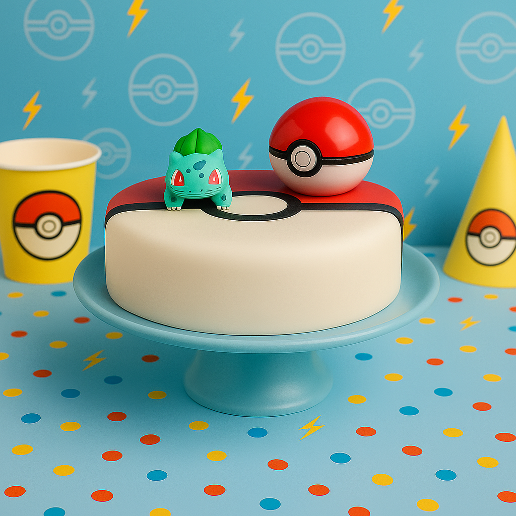 Figurines Pokémon® sur gâteau balle de capture