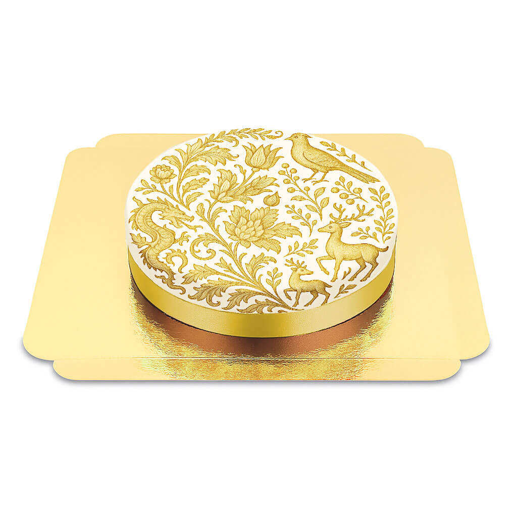 Gâteau motifs porcelaine doré