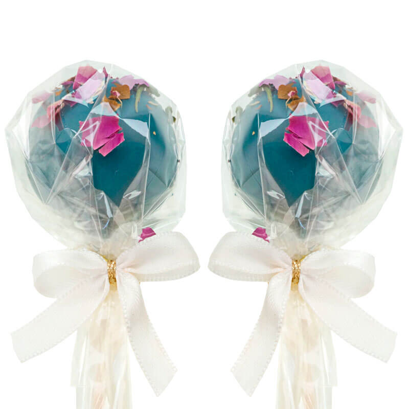 Cake-Pops ronds Bleus avec pétales de rose (12 pièces)