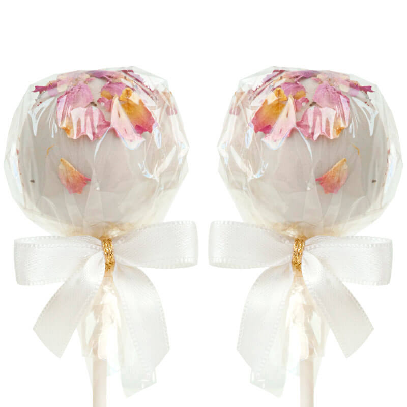 Cake-Pops ronds Blancs avec pétales de rose (12 pièces)