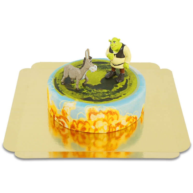 Shrek® et l’Âne sur gâteau de conte de fées