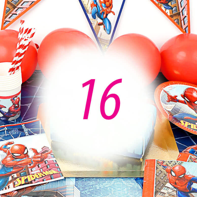 Kit anniversaire Spiderman® - pour 16 personnes (gâteau exclu)