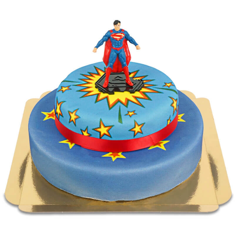 Superman® sur Gâteau super héros à deux étages 