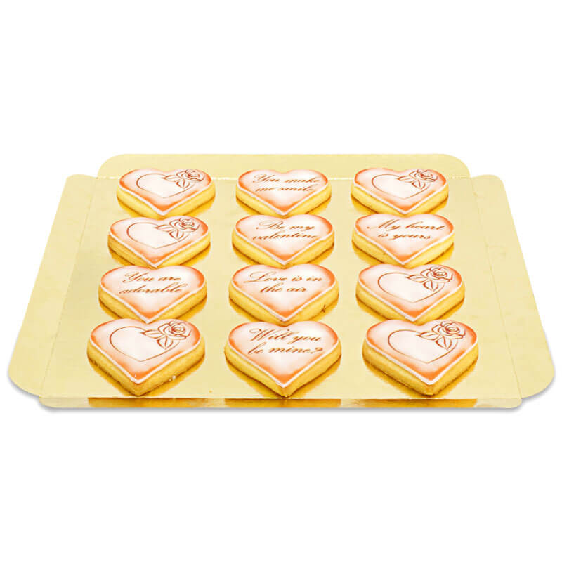 Biscuits Saint Valentin avec message d'amour - Rouge (12 pièces)