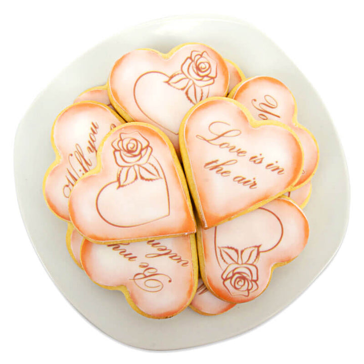 Biscuits Saint Valentin avec message d'amour - Rouge (12 pièces)