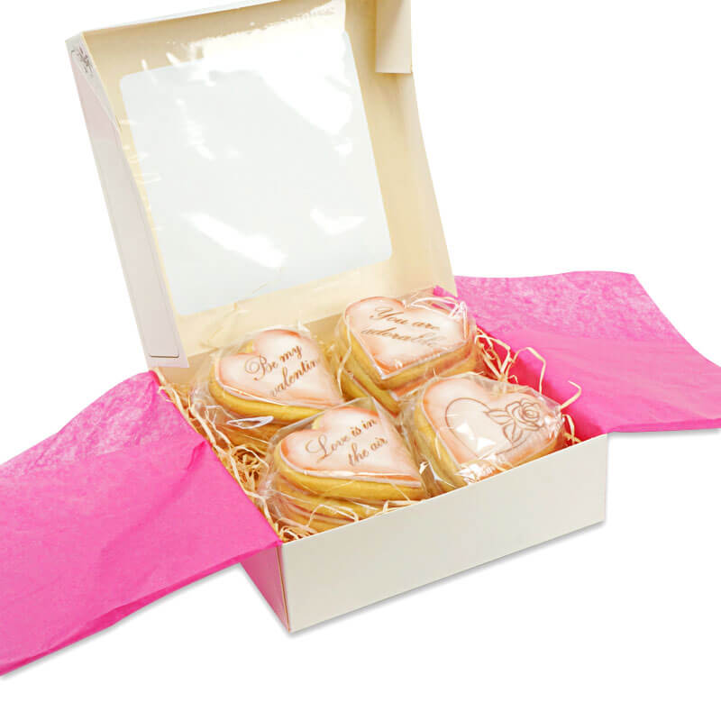 Biscuits Saint Valentin avec message d'amour - Rouge (12 pièces)