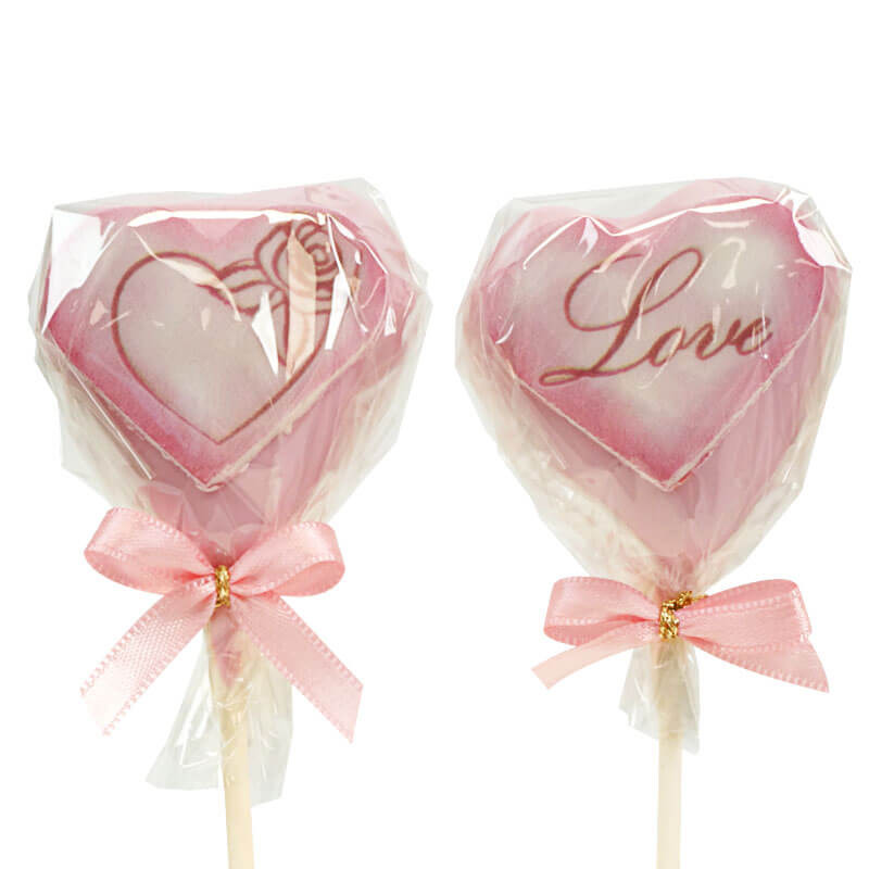 Cake-Pops Saint Valentin roses en forme de cœur (12 pièces)